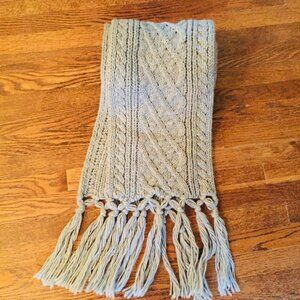 Cozy grey cable knit scarf